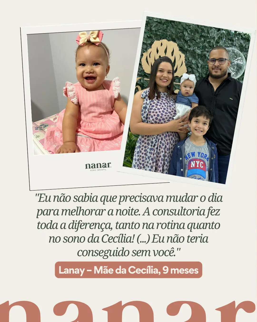 Depoimento de Lanay, mãe da Cecília, 9 meses